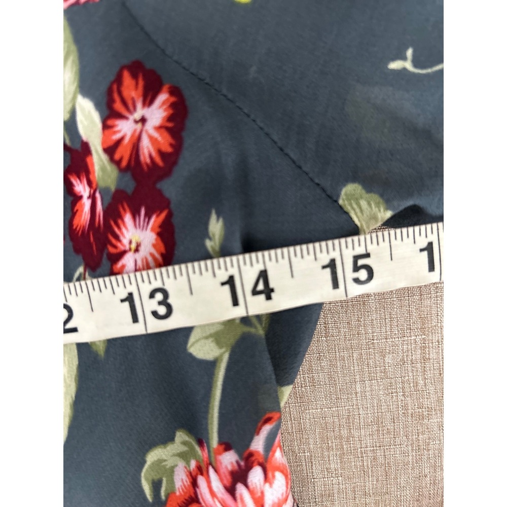 Anthropologie Evelin Floral Maxi Dress Square Neck Tiered Puff Dark Teal XSP - Picture 9 of 11